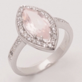 Кольцо Серебро 925 розовый кварц/фианит 3,87