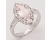 Кольцо Серебро 925 розовый кварц/фианит 3,87