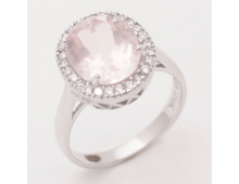 Кольцо Серебро 925 розовый кварц/фианит 5,01