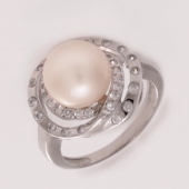 Кольцо Серебро 925 жемчуг/фианит 5,16