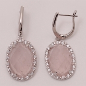 Серьги Серебро 925 розовый кварц/фианит 11,17