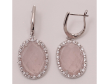 Серьги Серебро 925 розовый кварц/фианит 11,17