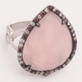 Кольцо Серебро 925 розовый кварц/фианит 8,56