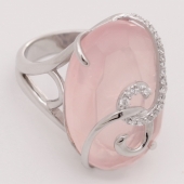 Кольцо Серебро 925 розовый кварц/фианит 12,17