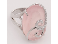 Кольцо Серебро 925 розовый кварц/фианит 12,17