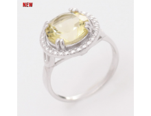 Кольцо Серебро 925 лимонный кварц 3,58